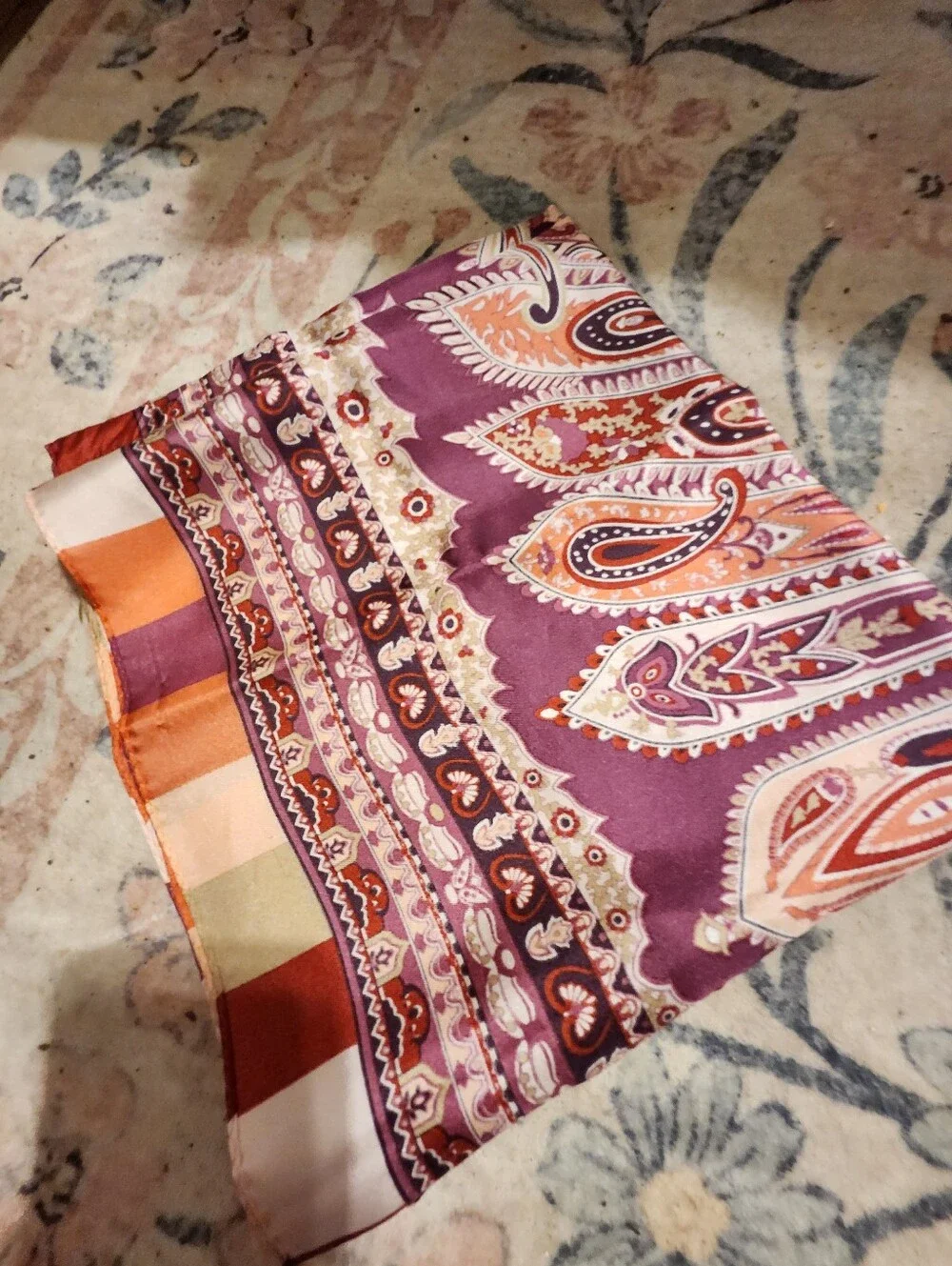 Talbots Colorblock Paisley 100% Silk Scarf